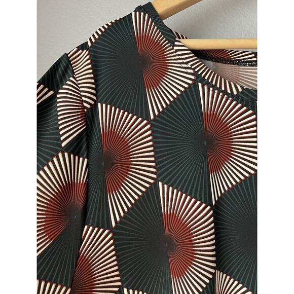 NICHE Nilgun Derman Tunic Top Salsa Size XLarge Fans Print Green Multi - Picture 4 of 5
